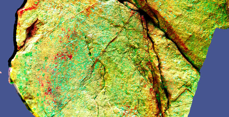 Ortofotografía Abrigo II, panel 3. Tratamiento DStretch LDS20 hs10