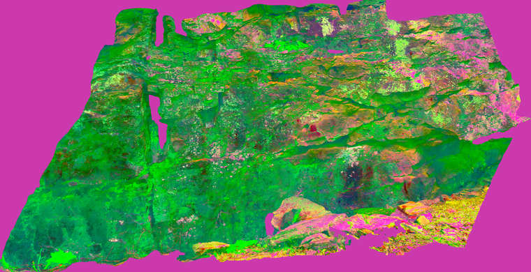 Ortofotografía Abrigo bajo del Cristo, panel 5. Tratamiento DStretch CRGB15 hs13