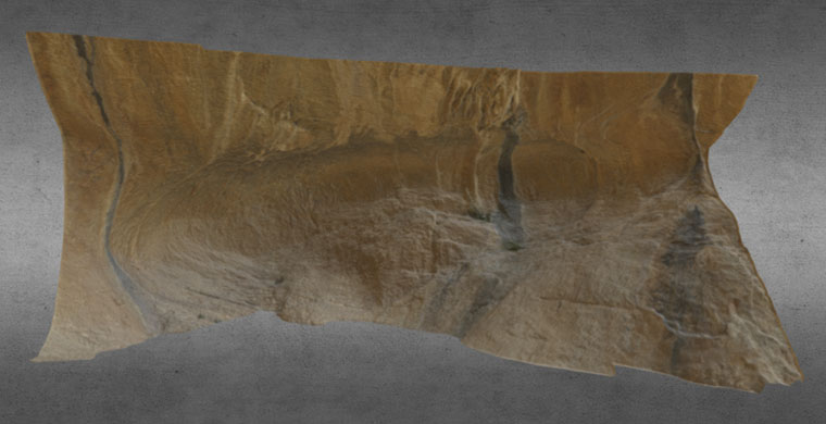 Modelo 3D Cova Centelles, sector derecho, abrigo inferior, color real.