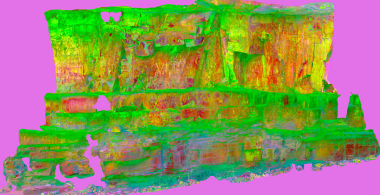 Ortoimagen Canchal de Mahoma I, panel 1. Tratamiento DStretch CRGB12.5 hs9