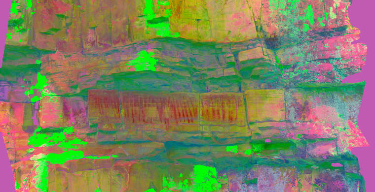 Ortoimagen Canchal de Mahoma II, panel 1. Tratamiento DStretch CRGB10 hs21