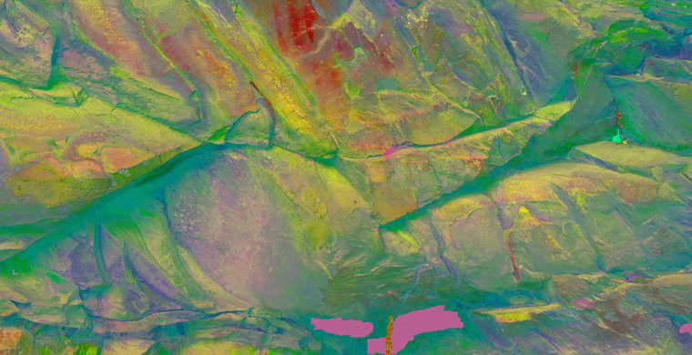 Ortoimagen Canchal de la Pizarra III, panel 2. Tratamiento DStretch CRGB10 hs27