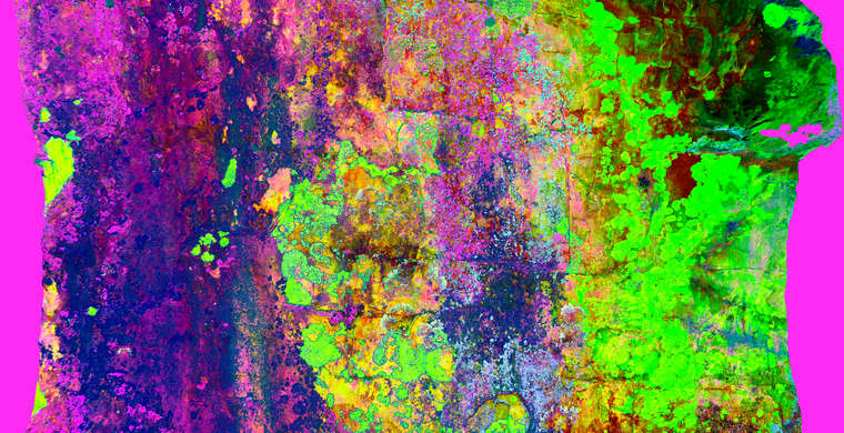 Ortofoto Canchal de la Pizarra IV, panel 1. Tratamiento DStretch CRGB20 hs27.