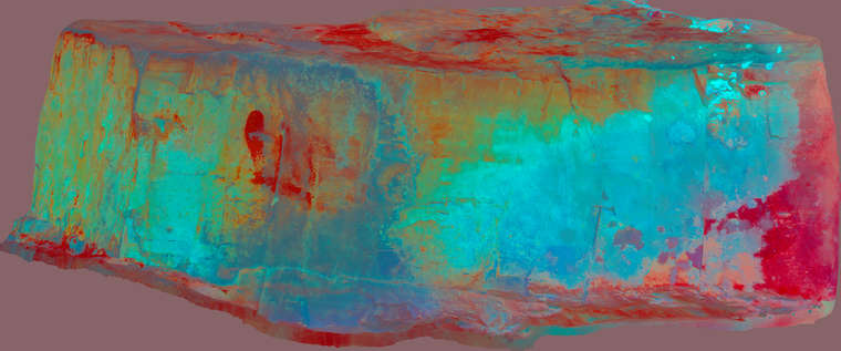 Ortofotografía Canchal de la Pizarra V, panel 3. Tratamiento DStretch LRE15 hs12