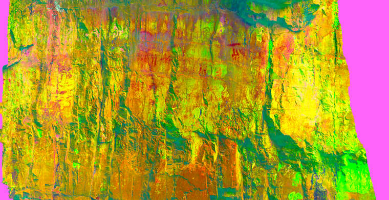 Ortofotografía Canchal del Zarzalón II, panel 3. Tratamiento DStretch CRGB15 hs13 tc10198