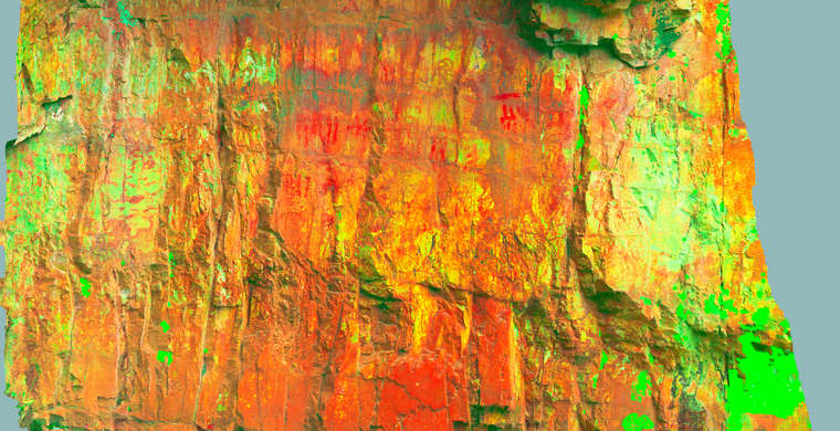 Ortofotografía Canchal del Zarzalón II, panel 2. Tratamiento DStretch YBR15 hs16 tc8793 g59