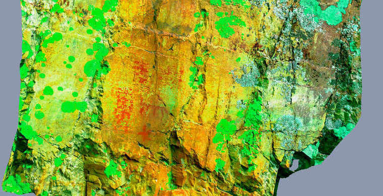 Ortofotografía Canchal del Zarzalón II, panel 4. Tratamiento DStretch YBR20 hs26 tc9027 g59