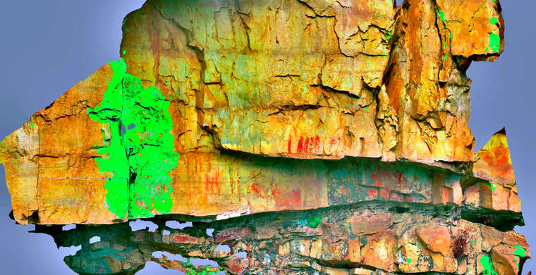 Ortofotografía Canchal del Zarzalón II, panel 5. Tratamiento DStretch YBR20 hs32