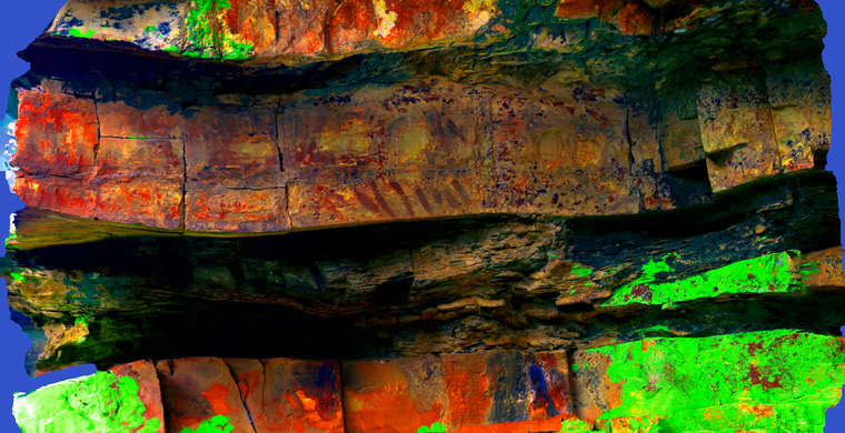 Ortofotografía Canchal del Zarzalón V,  panel 1. Tratamiento DStretch LDS25 hs27