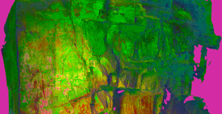 Ortofotografía Canchal del Zarzalón V,  panel 2. Tratamiento DStretch CRGB10 hs21