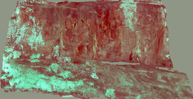 Ortoimagen Canchal del Zarzalón VI,  panel 1. Tratamiento DStretch YRE15