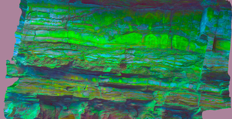 Ortofotografía Canchal de las Torres I, panel 1. Tratamiento DStretch YBR12.5 hs100