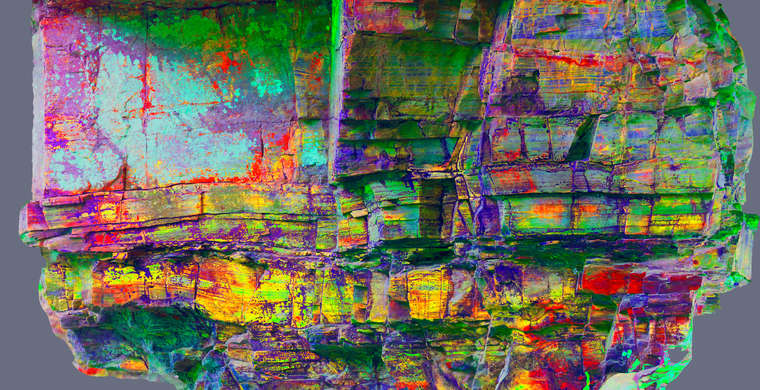 Ortofotografía Canchal de las Torres II, panel 1. Tratamiento DStretch YDS15 hs26