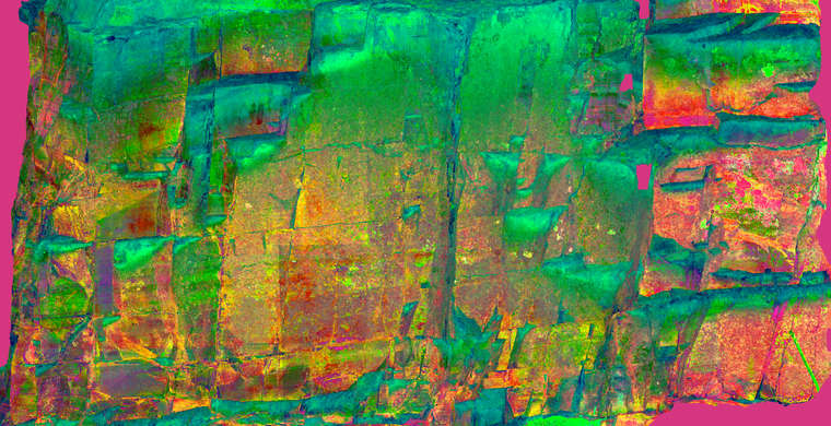 Ortofotografía Canchal de las Torres II, panel 3. Tratamiento DStretch CRGB15 hs39 tc7622 g46