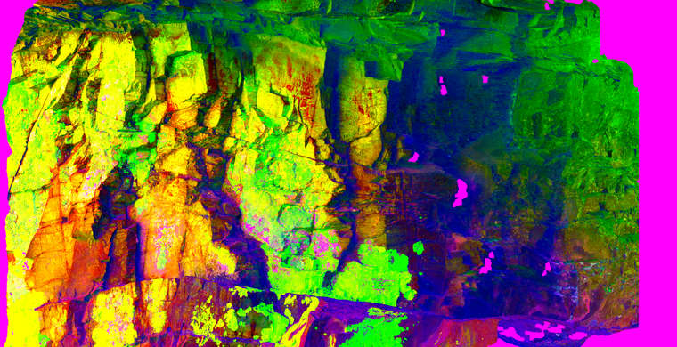 Ortofotografía Covachito Pequeño del Cristo, panel 1. Tratamiento DStretch CRGB20