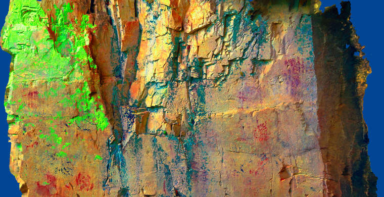 Ortoimagen Cueva del Cristo, panel 10. Tratamiento DStretch LDS15 hs16