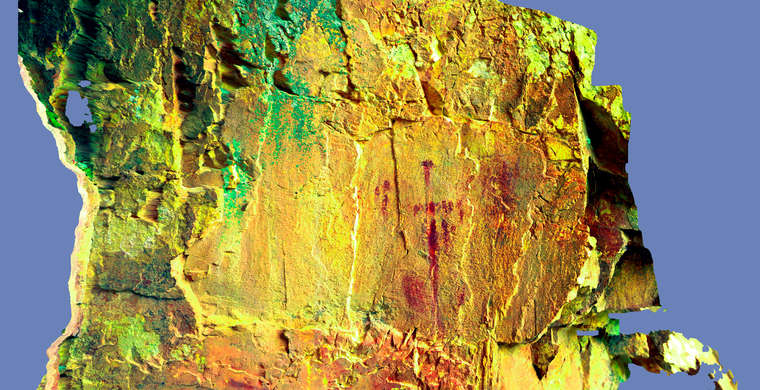 Ortoimagen Cueva del Cristo, panel 11. Tratamiento DStretch LDS20 hs12 ac