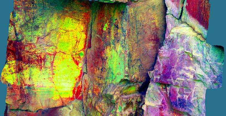 Ortoimagen Cueva del Cristo, panel 5. Tratamiento DStretch LDS15 hs13
