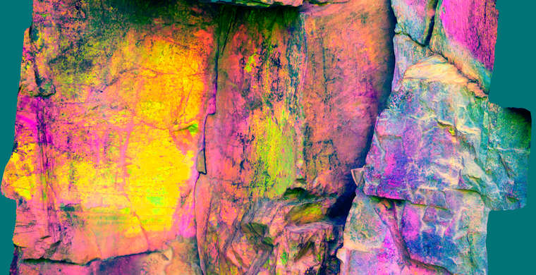 Ortoimagen Cueva del Cristo, panel 5. Tratamiento DStretch YBK15 hs349