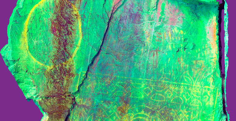 Ortoimagen Cueva del Cristo, panel 7. Tratamiento DStretch YBK15 hs91 tc5865 g55