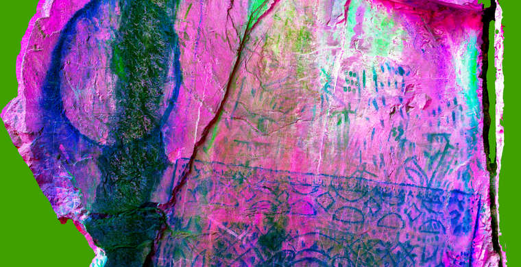 Ortoimagen Cueva del Cristo, panel 7. Tratamiento DStretch LDS20 hs246