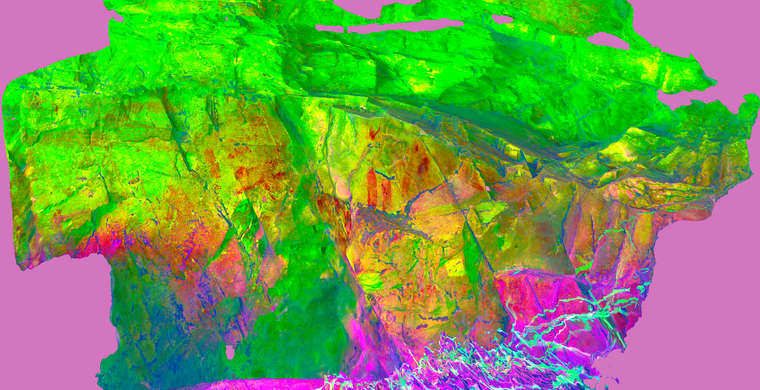 Ortofotografía Canchal de la Villita / Acerones, panel 3. Tratamiento DStretch CRGB15 HS10 TC8559g58