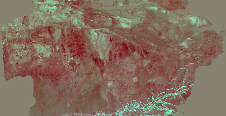 Ortofotografía Canchal de la Villita / Acerones, panel 3. Tratamiento DStretch YRE10
