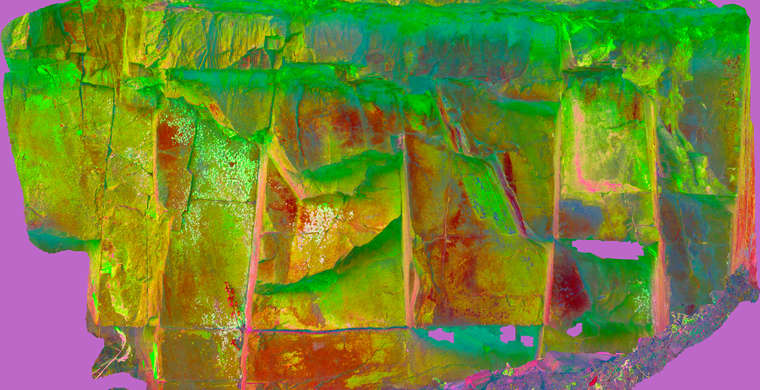 Ortofotografía Canchal de la Villita / Acerones, panel 4. Tratamiento DStretch CRGB12.5 hs16