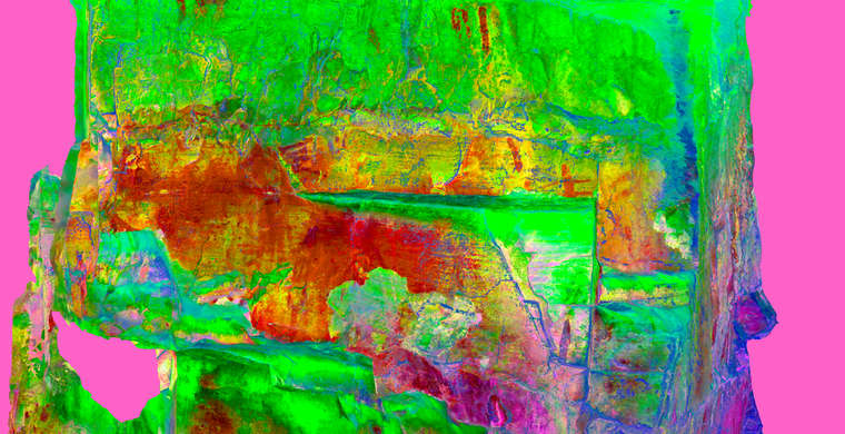 Ortofotografía Canchal de la Villita / Acerones, panel 1. Tratamiento DStretch CRGB15 HS23
