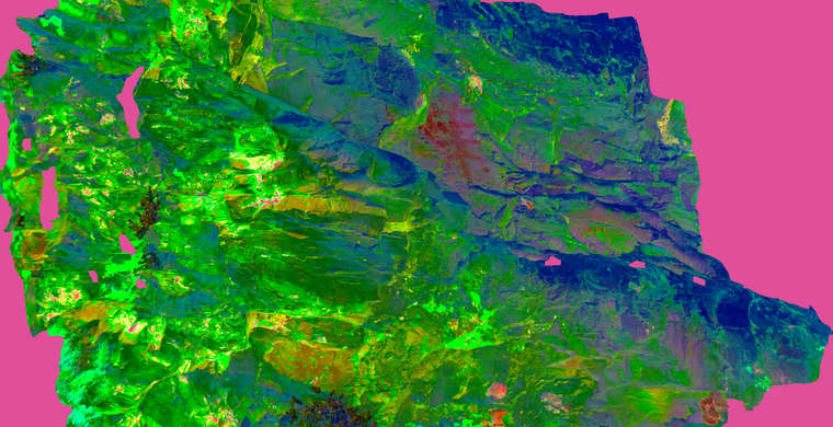 Ortoimagen Risco del Ciervo, panel 1. Tratamiento DStretch CRGB15 hs49