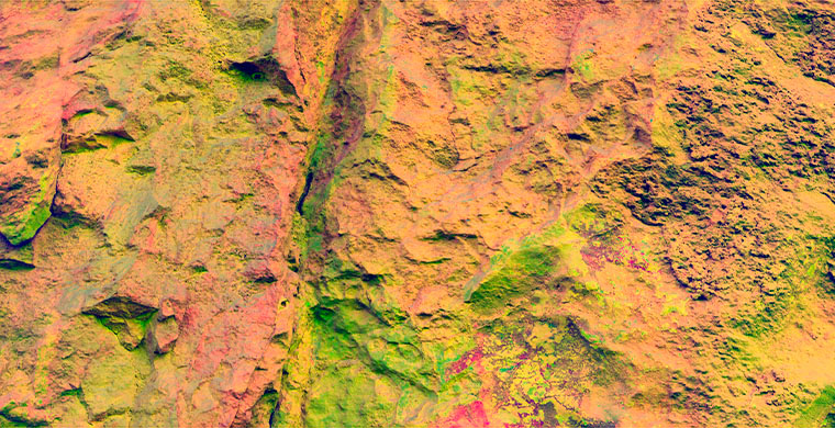 Panel derecho del Cingle dels Tolls del Puntal, falso color.