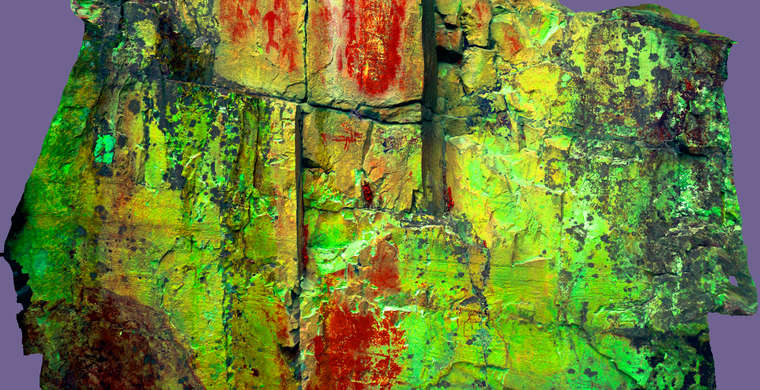 Ortoimagen Umbría del Cristo, panel 1. Tratamiento DStretch LDS15 hs32