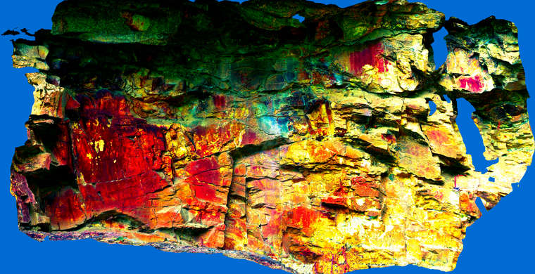 Ortoimagen Umbría del Cristo, panel 2, frontal. Tratamiento DStretch LDS30