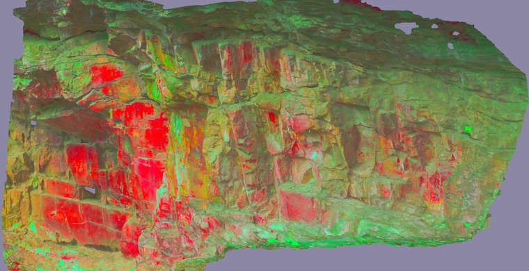 Ortoimagen Umbría del Cristo, panel 4. Tratamiento DStretch YBR10 hs13